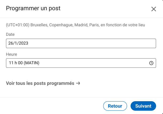 Programmer un post LinkedIn